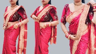 banarasi saree wearing style  banarasi silk saree [upl. by Anelaj]