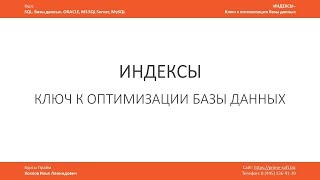 Индексы в базе данных  ключ к оптимизации  Что это Для чего нужны Илья Хохлов [upl. by Ettenajna]