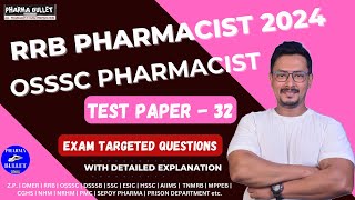 TEST  32  OSSSC PHARMACIST EXAM PREPARATION  RRB PHARMACIST EXAM PREPARATION [upl. by Razid]