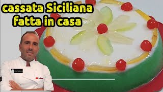 Cassata Siciliana fatta in casaRicetta spettacolare con glassa allacqua facile in 2 minuti [upl. by Ajnotal537]