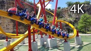 Wonder Woman Golden Lasso Coaster 4K offride Six Flags Fiesta Texas [upl. by Naples]