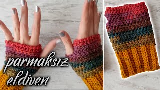 Örgü Eldiven Nasıl Yapılır  Çok Kolay Tığ İşi Kışlık Eldiven Yapımı  Easy Crochet Gloves [upl. by Helbonna]