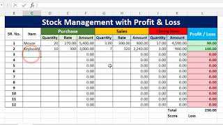 Fully Automatic Profit amp Loss Calculation in Excel  Stock Management with Profit amp Loss in Excel [upl. by Neelac]