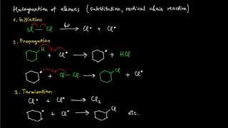 A13 Free radical halogenation of alkanes reaction mechanism [upl. by Pegeen]