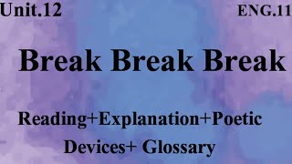 12 Break Break BreaK Reading Poetic Devices 1st Year English nbf fbise education [upl. by Anovad]