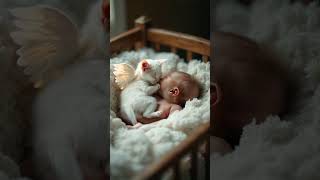 Angel Kitten Snuggles Newborn Baby 👼🐱 Cutest Bonding Moment cat cute catlover shots animals [upl. by Trula]