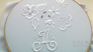 HAND EMBROIDERY monogram quotAquot Easy Satin stitch [upl. by Yelsek981]