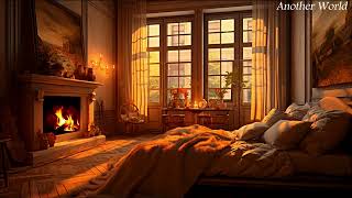 Bedroom Haven  Thunderstorm Fireplace amp Dimmed Lights [upl. by Krystle406]