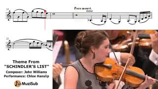 Schindlers List  Violin  Sheet music play along muzisub [upl. by Schwing]