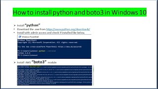 Install python boto3 on Windows 10 [upl. by Aklim]