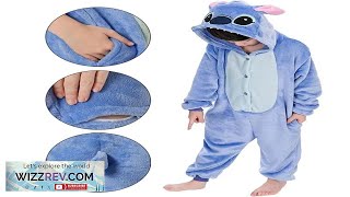 Lilo Stitch Cosplay Costumes Jumpsuit Kigurumi Pajamas Stitch Cute Hooded Sleepwear Review [upl. by Slin]