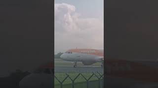 Easyjet landing at Manchester Airport runway visitor [upl. by Ydassac]