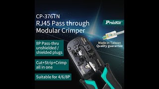 ProsKit RJ45 Pass through Modular Crimper CP376TN crimper 468P unshieldedampshieldedPlugs RJ45 [upl. by Aelram203]