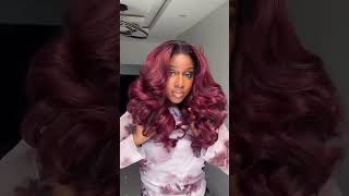 Doubleleafwig burgundy 99j red color wigs human hair body wave glueless hd lace frontal wig [upl. by Liddy]