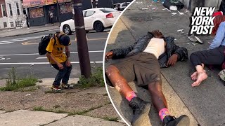 Shocking video shows zombielike addicts at ‘ground zero’ of Philadelphia’s ‘tranq’ epidemic [upl. by Forrer]