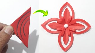 How To Make Paper Flower Easy  Christmas Flower Making With Paper  Paper Flower Making Idea [upl. by Silverman634]