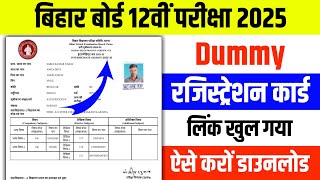 Bihar Board Inter Dummy Registration Card Download Kaise kare 2025  12th Dummy Registration Card [upl. by Eoj539]