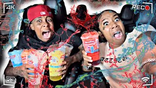 EPIC Holding 100 SLUSHIES amp DRIVING SUPER CRAZY PRANK ON ANGRY GIRLFRIEND [upl. by Shepard894]