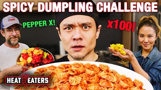 Matt Stonie Takes on the 100 Dumpling Pepper X Challenge  Heat Eaters [upl. by Ordnassela804]