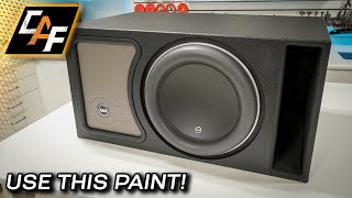 Paint MADE for subwoofer enclosures Finish Coating and Upholstery  13W7AE Box Build [upl. by Eri]