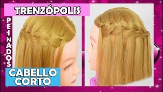 Peinados con Trenzas Cascada para Cabello Corto Faciles y Rapidos [upl. by Parrnell]