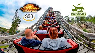 VR 360 Wildfire Roller Coaster On Ride Back Seat POV Kolmården Wildlife Park Sweden 2023 08 12 [upl. by Notlaw]