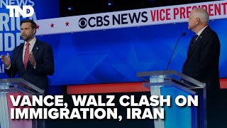 JD Vance Tim Walz spar on immigration Iran during vice presidential debate [upl. by Zelikow386]