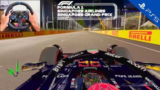 F1 24 Singapore Grand Prix  Max Verstappen Red Bull Qualifying lap  Logitech G29 PS5 Gameplay [upl. by Raynata]