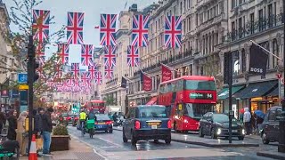 London Prepares for Coronation of King Charles 👑🇬🇧 Rainy UK Walking Tour in 4K [upl. by Neesay]