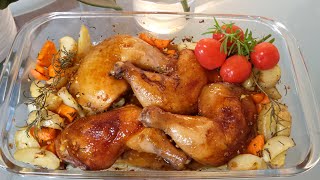 Simple And Easy Roast Chicken with Potatoes Carrots  Roast Chicken Dinner Recipe [upl. by Delanie]