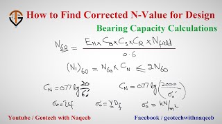 How to Find Corrected Nvalue for Design  Bearing Capacity Lec 02  Geotech with Naqeeb [upl. by Enneyehc]