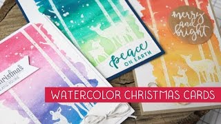 Easy Watercolor Christmas cards amp tips for mass producing with MISTY [upl. by Ydissahc]