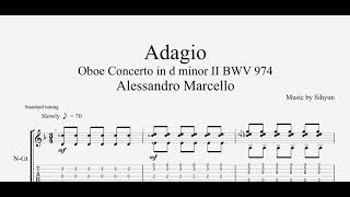 Oboe Concerto D Minor II BWV974 Adagio Guitar Tab [upl. by Gnek]