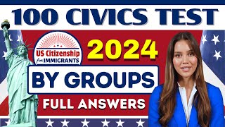 New 100 Civics Questions and Answers By Groups for US Citizenship Interview 2024  Full Answers [upl. by Durst]