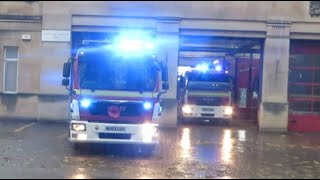 TRIPLE TURNOUT Bath Fire Station  UK Fire Engines Responding Avon Fire Rescue lights and sirens [upl. by Thomson]