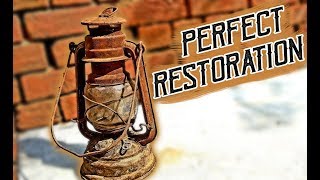 RUSTY LAMP RESTORATION  1912 Useless OLD LANTERN [upl. by Eninnaj]