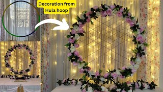 Ganpati decoration 2023  Hula Hoop Decoration  Flower decoration ideas home DIY  Simple and easy [upl. by Lantha]