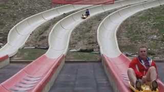 Alpine Slide Grandpa Coming In Hot Crash in Breckenridge [upl. by Emorej]