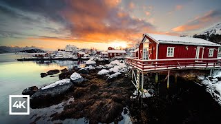 Typical Lofoten village Nusfjord  Red Rorbu [upl. by Itnavart]