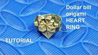 Phong Tran Origami  Dollar Bill Origami Heart Ring  Money Origami [upl. by Baniaz]