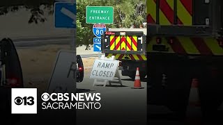 Tesla semi truck catches fire on I80 in the Sierra Nevada [upl. by Selway920]