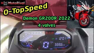 Top Speed 2022 GPX Demon GR200R 4 Valves amp Accerelation Test by MotoRival [upl. by Atterahs]