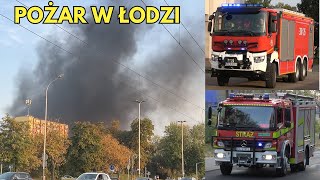 Pożar na budowie w Łodzi przy ul Srebrzyńskiej 040924  Wyjazd i dojazdy zastępów miejsce akcji [upl. by Banna]