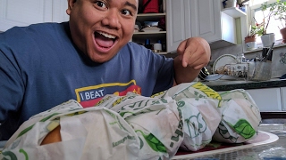 20 SUBWAY CHALLENGE 4 FOOTLONG SANDWICHES Randy Santel [upl. by Razid]