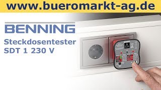 Benning Steckdosentester SDT 1 230 V mit PE und FITest CAT II 300V [upl. by Norabel]