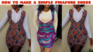 How to cut and sew a Simple Pinafore Dress  Very Detailed [upl. by Einatsed532]