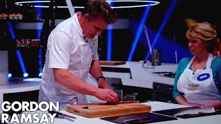 How to Fillet a Salmon Into 10 Equal Pieces  Gordon Ramsay [upl. by Ennirroc]