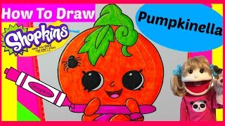 How To Draw Shopkins Pumpkinella Step By Step Easy Halloween Pumpkin Kids Drawing [upl. by Akirdnahs544]