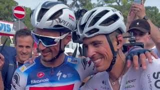 Cycling  Giro dItalia 2024  Mirco Maestri and Julian Alaphilippe emotions of a great day of Giro [upl. by Demmer]