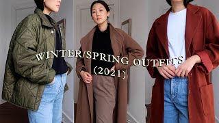 THRIFTED WINTERSPRING OUTFIT IDEAS  casual cozy and realistic 2021 [upl. by Drona384]